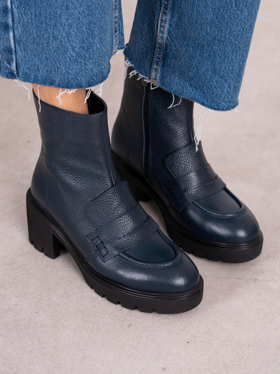 Vanya Lacivert Hakiki Deri Kadın Bot