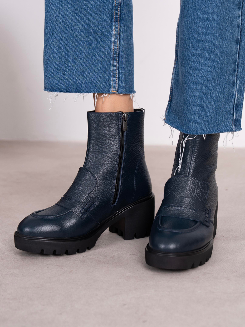 Vanya Lacivert Hakiki Deri Kadın Bot