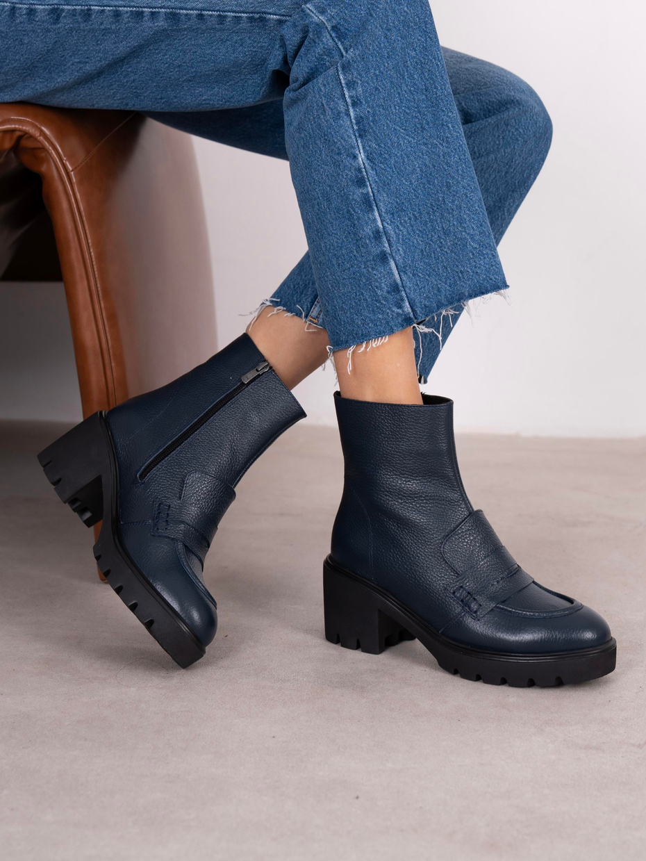 Vanya Lacivert Hakiki Deri Kadın Bot