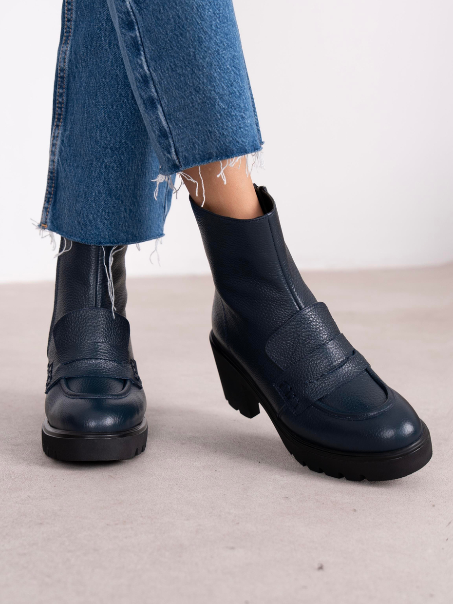 Vanya Lacivert Hakiki Deri Kadın Bot