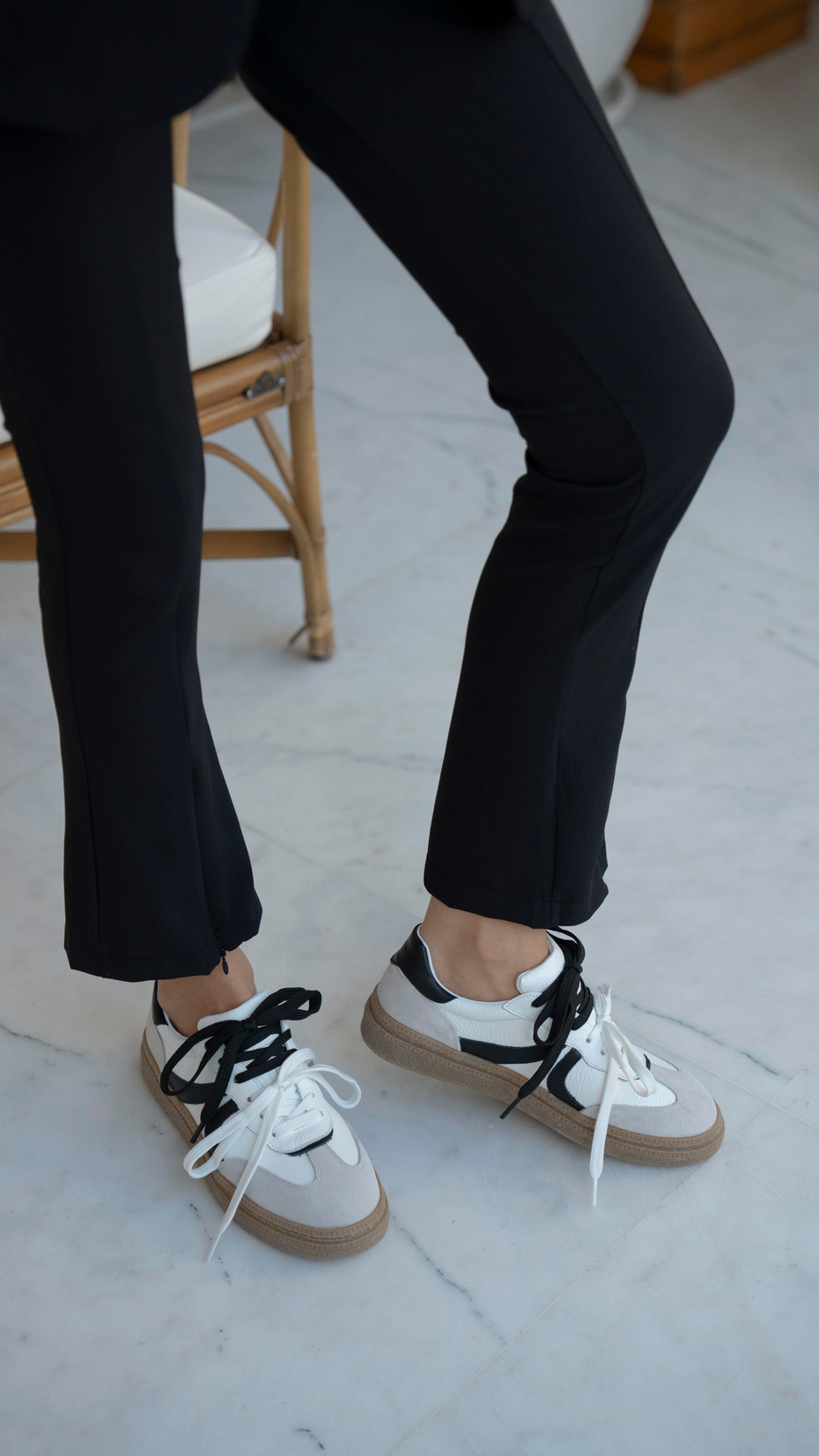 Wendel Beyaz-Siyah   Hakiki Deri   Spor Ayakkabı