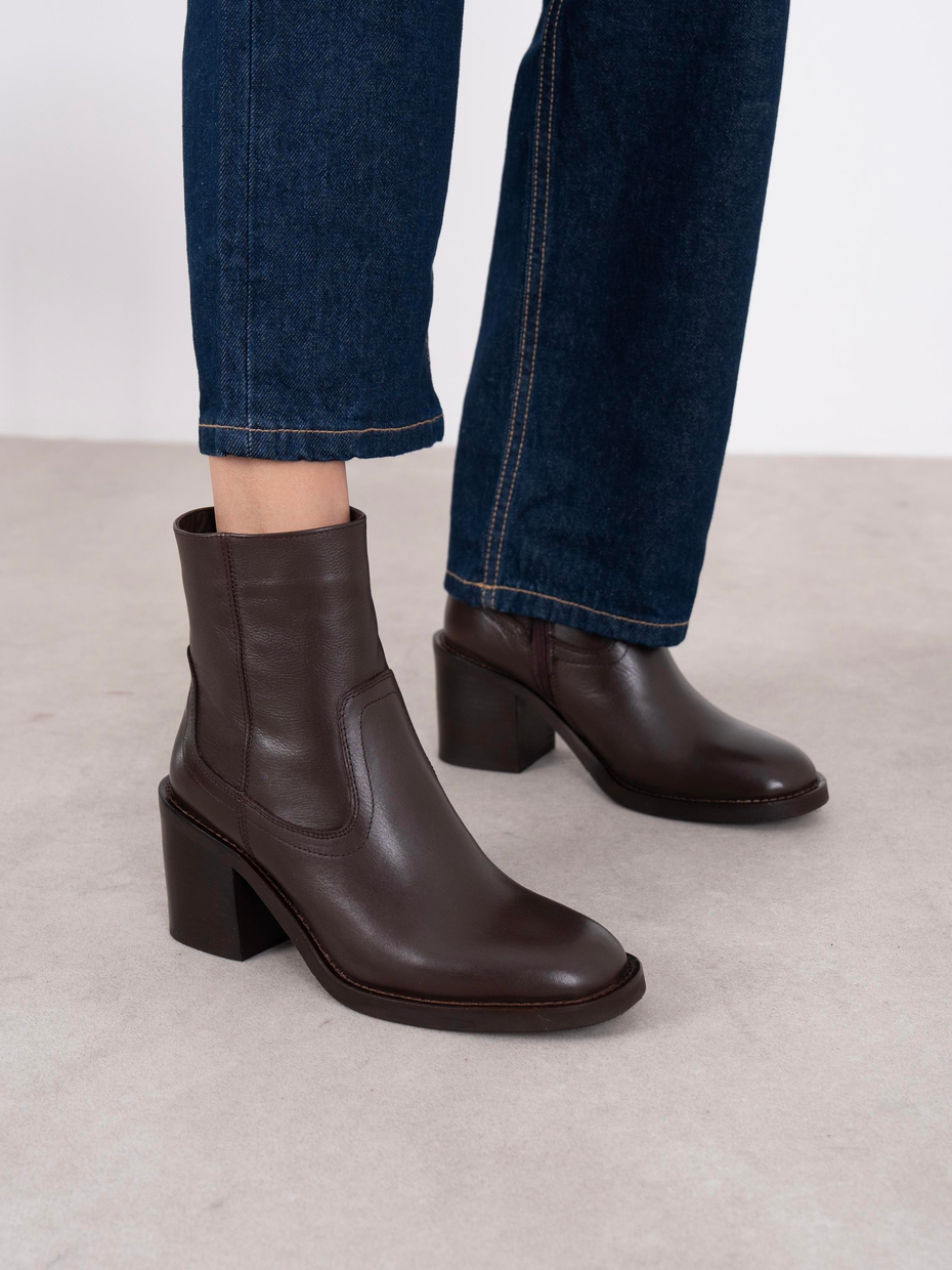 Wilena Kahve Hakiki Deri Kadın Bot