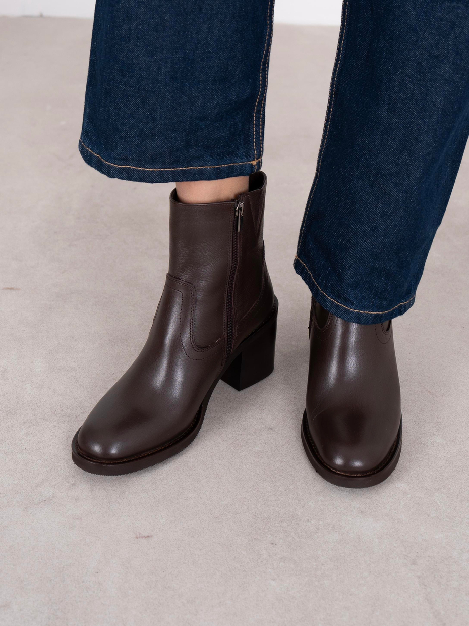 Wilena Kahve Hakiki Deri Kadın Bot
