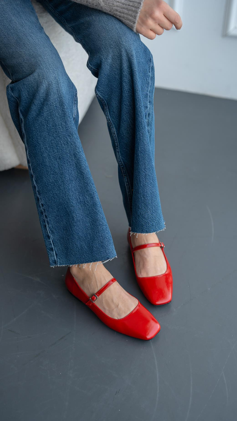 Yedlin Kırmızı Rugan   Hakiki Deri   Babet