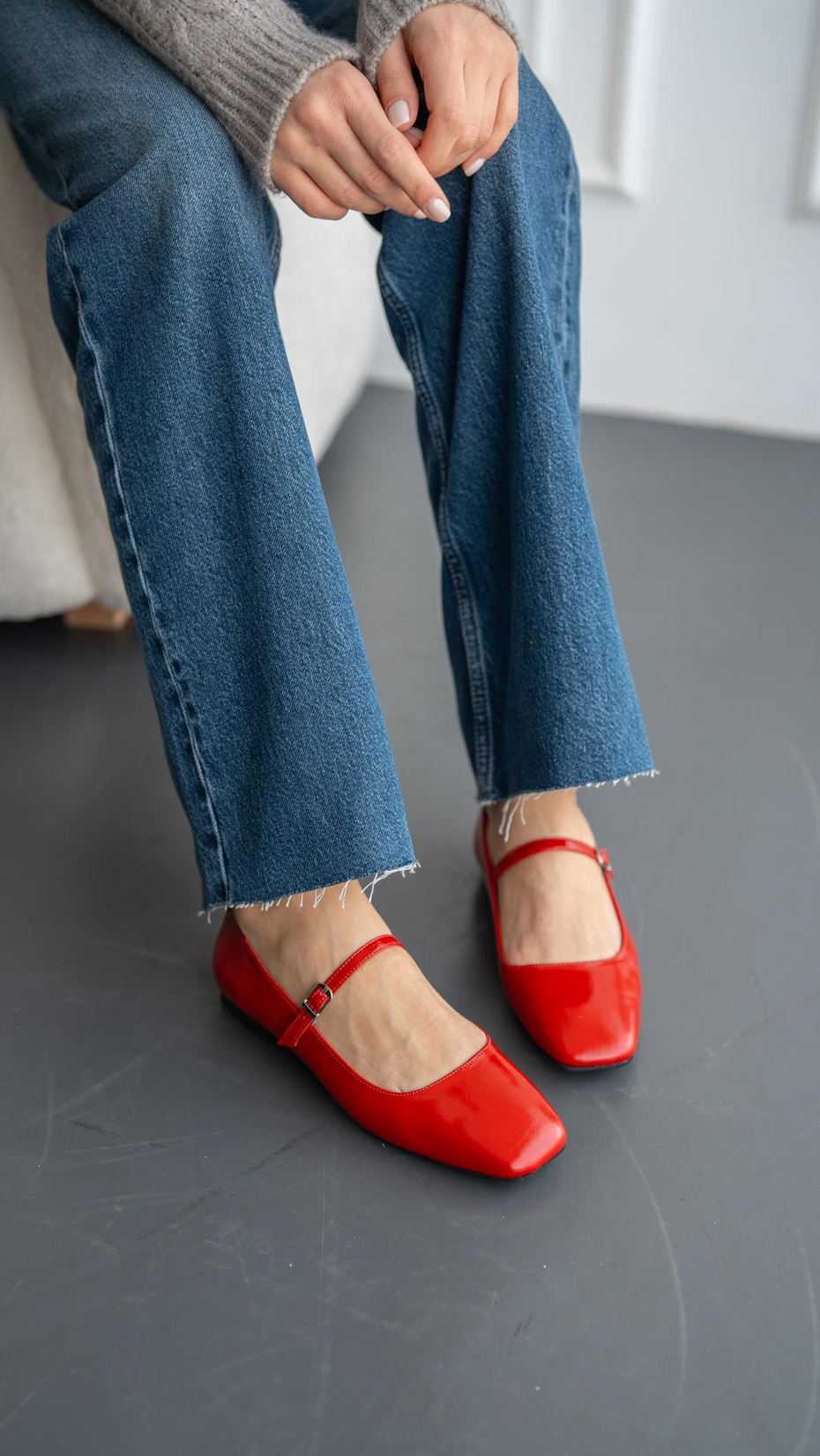 Yedlin Kırmızı Rugan   Hakiki Deri   Babet