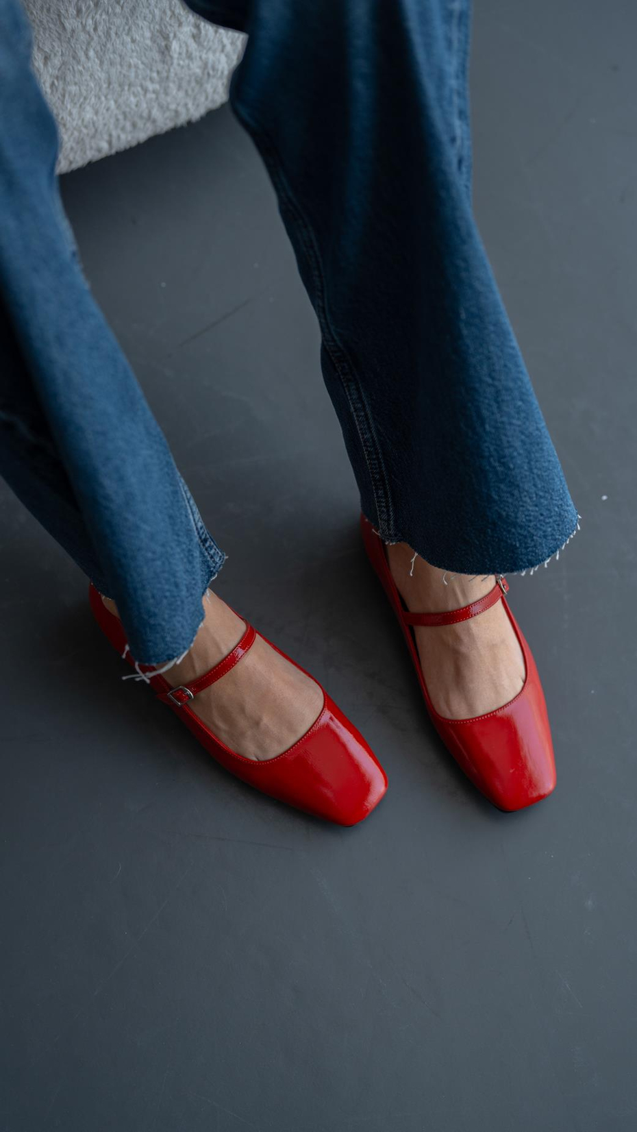 Yedlin Kırmızı Rugan   Hakiki Deri   Babet