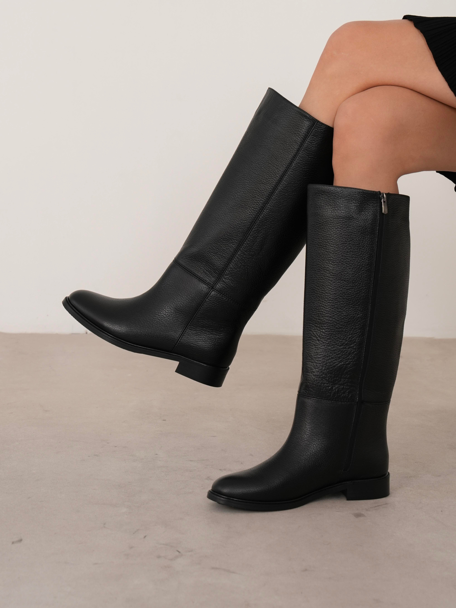 Yelina Siyah Hakiki Deri Kadın XL Çizme