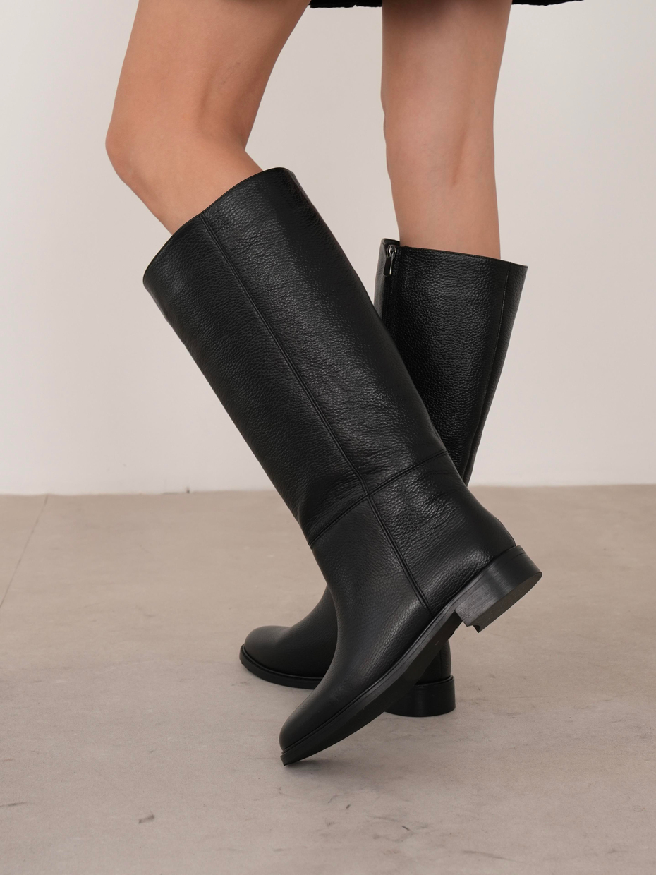 Yelina Siyah Hakiki Deri Kadın XL Çizme