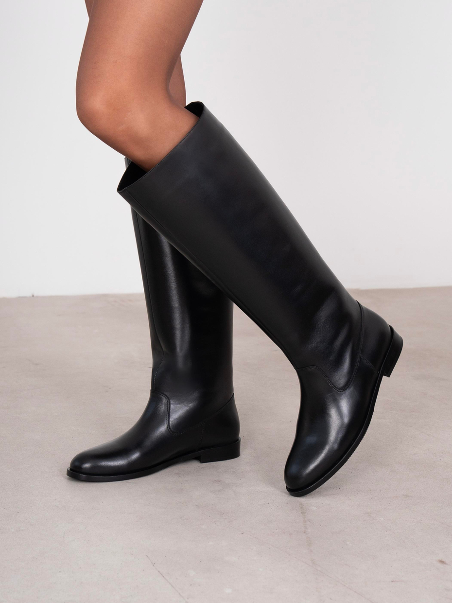 Yulissa Siyah Hakiki Deri Kadın Çizme