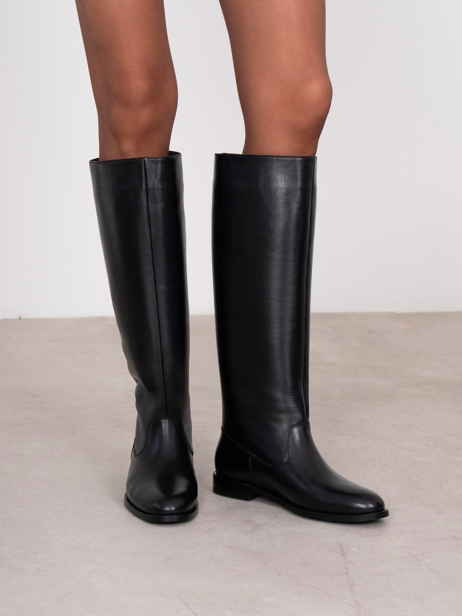 Yulissa Siyah Hakiki Deri Kadın Çizme