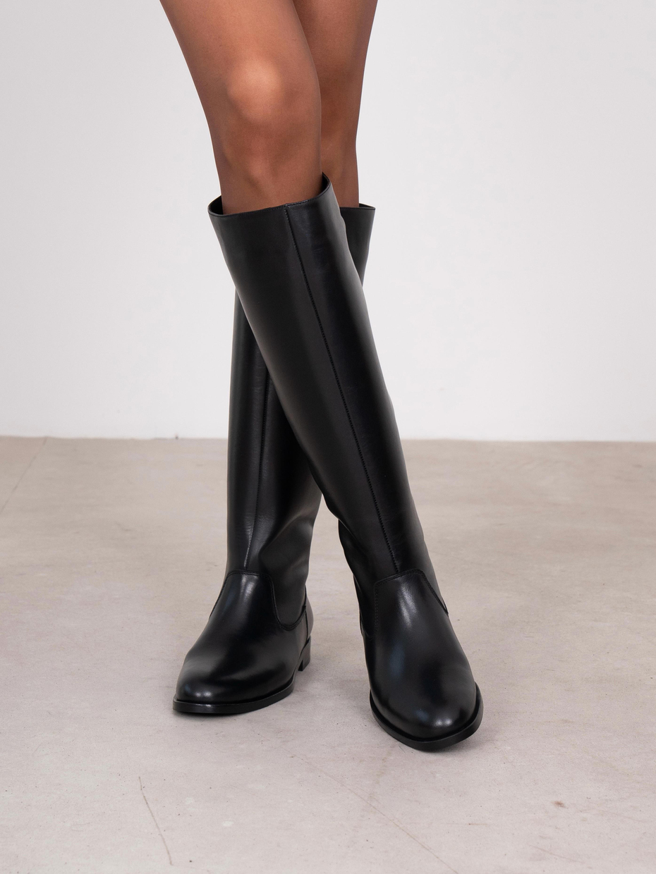 Yulissa Siyah Hakiki Deri Kadın Çizme