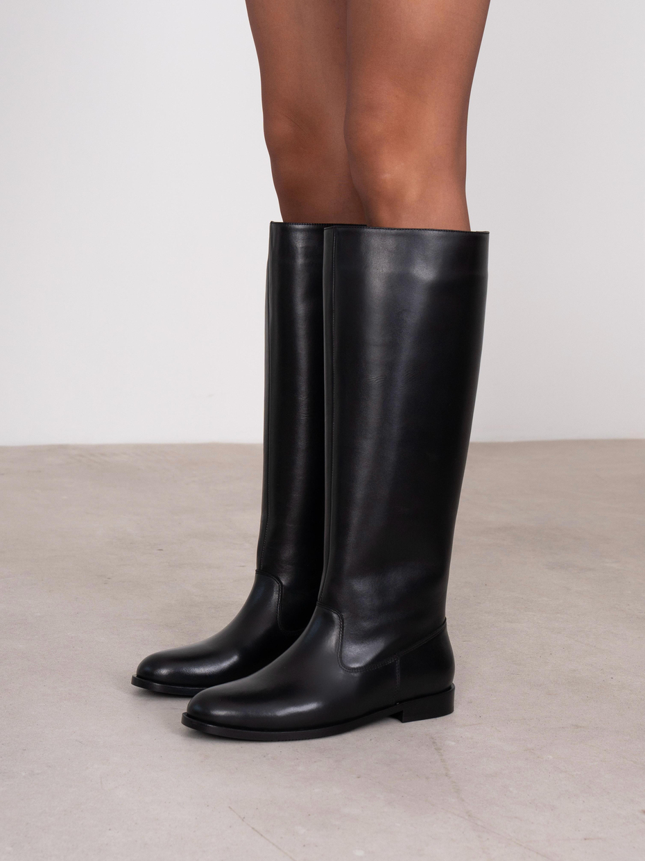 Yulissa Siyah Hakiki Deri Kadın Çizme