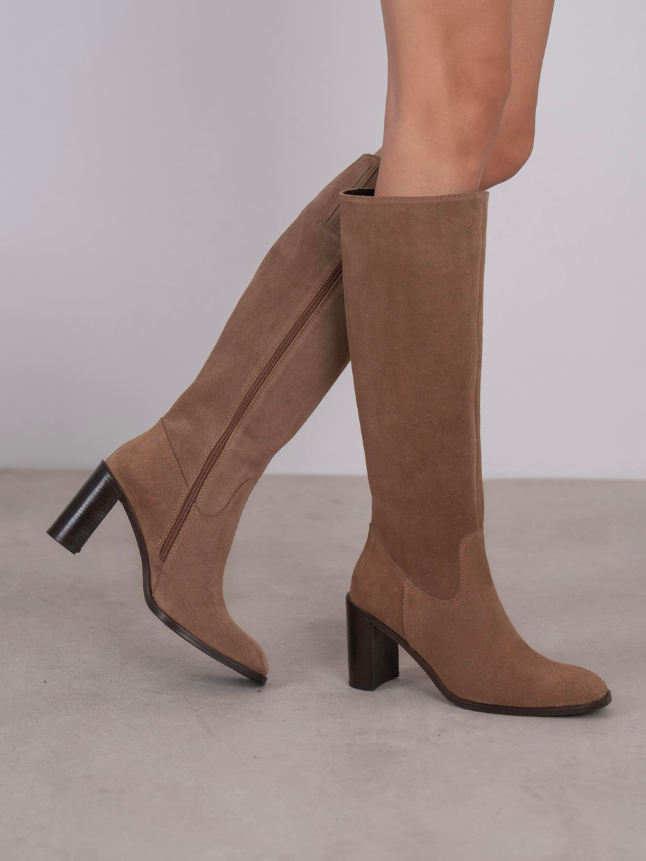 Zandra Camel Süet Hakiki Deri Kadın Çizme