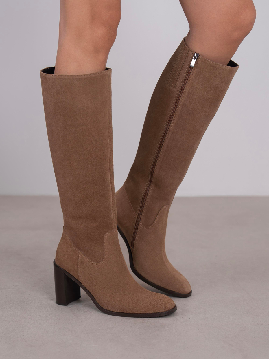 Zandra Camel Süet Hakiki Deri Kadın Çizme