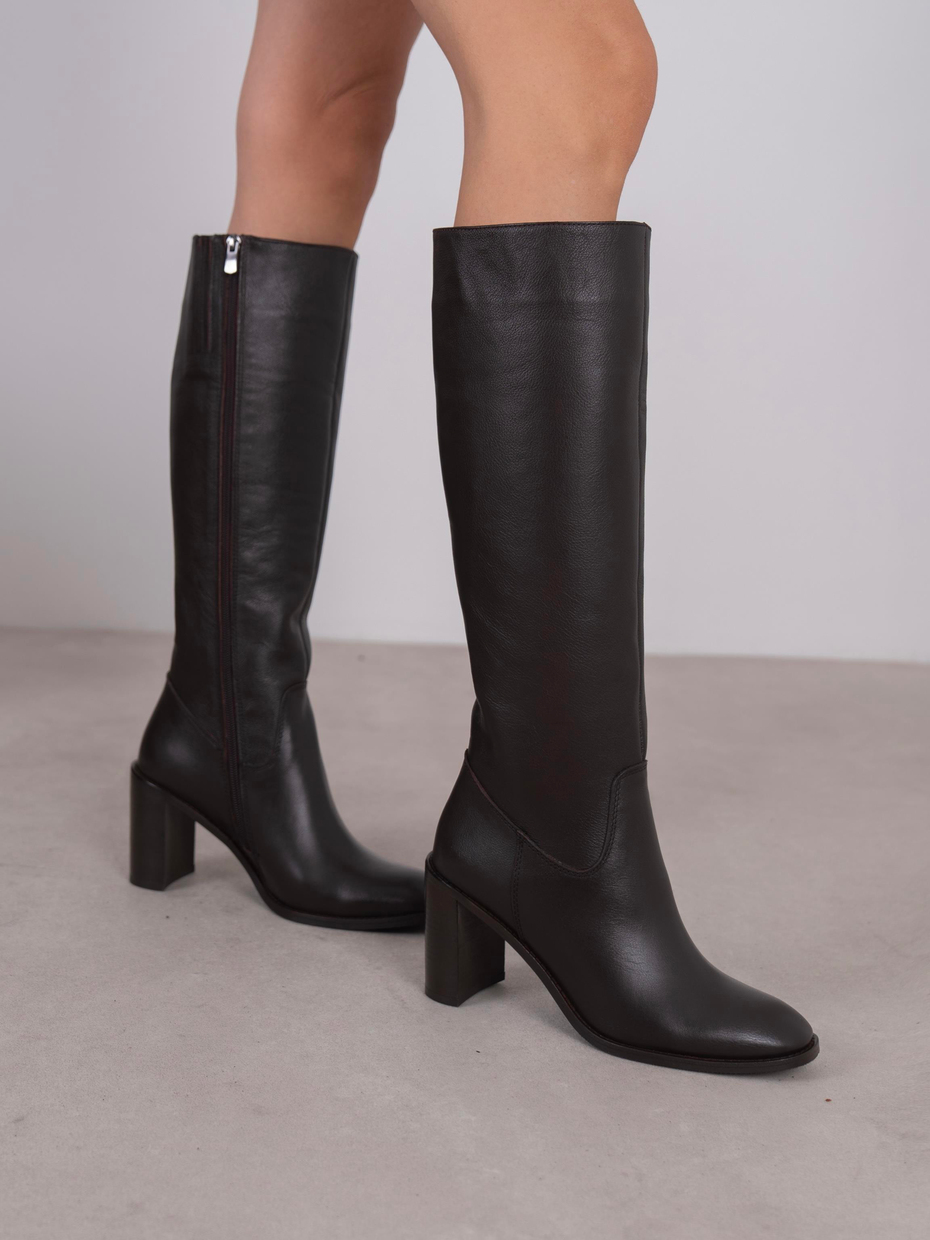 Zandra Kahve Hakiki Deri Kadın Çizme