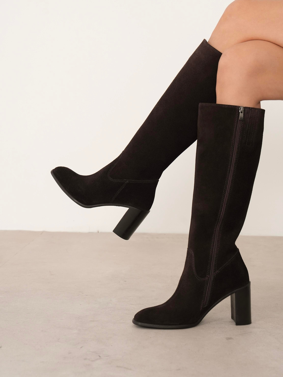 Zandra Kahve Süet Hakiki Deri Kadın Çizme