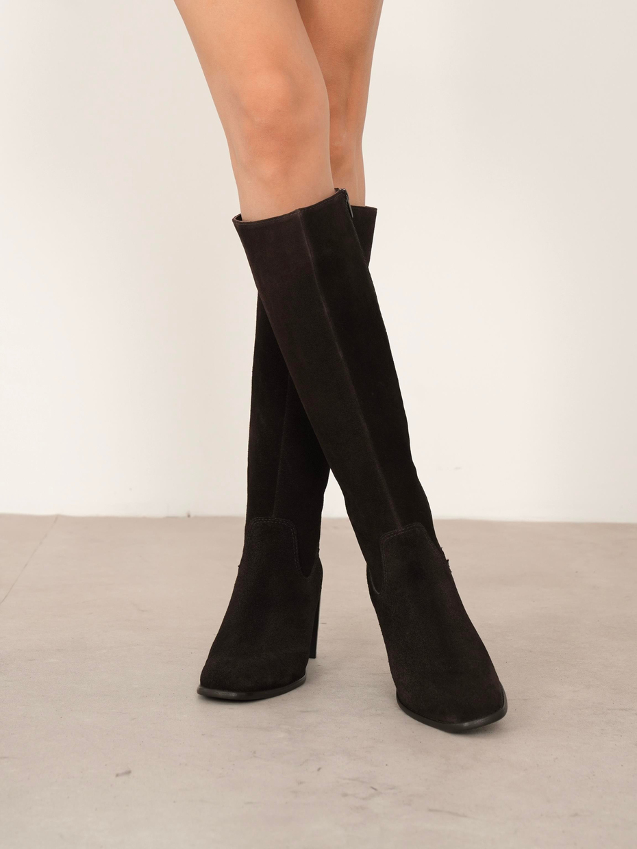 Zandra Kahve Süet Hakiki Deri Kadın Çizme