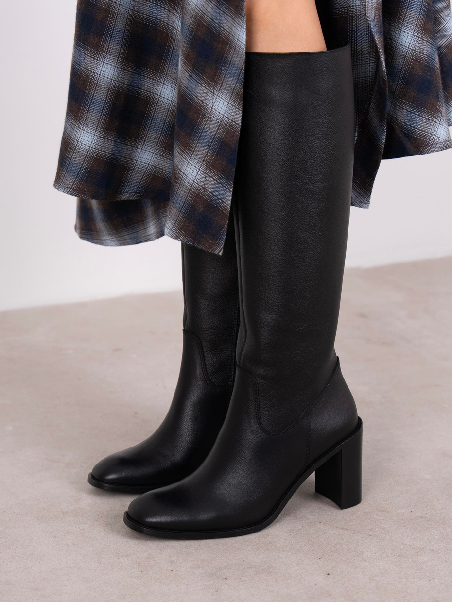 Zandra Siyah Hakiki Deri Kadın Çizme