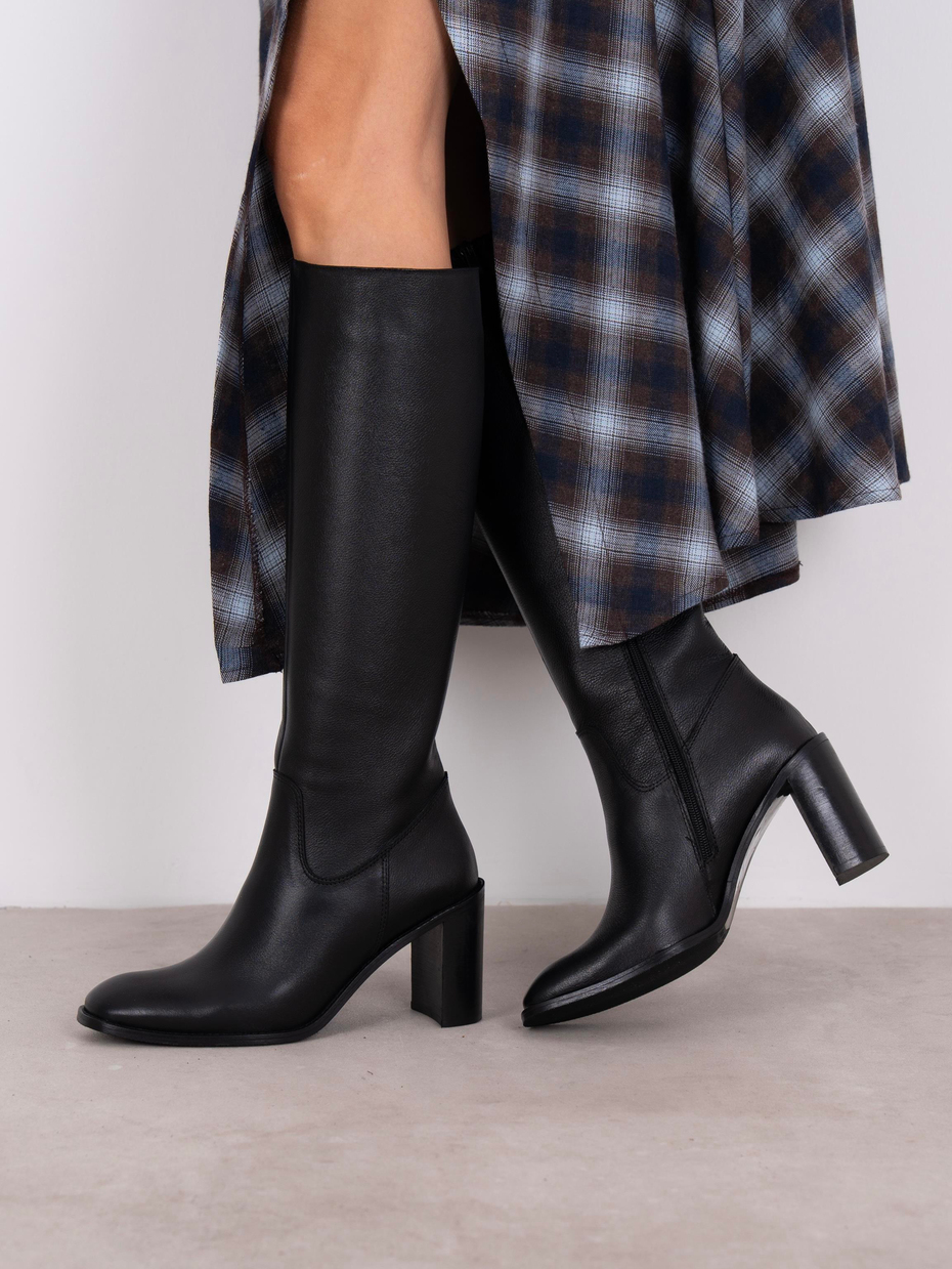 Zandra Siyah Hakiki Deri Kadın Çizme