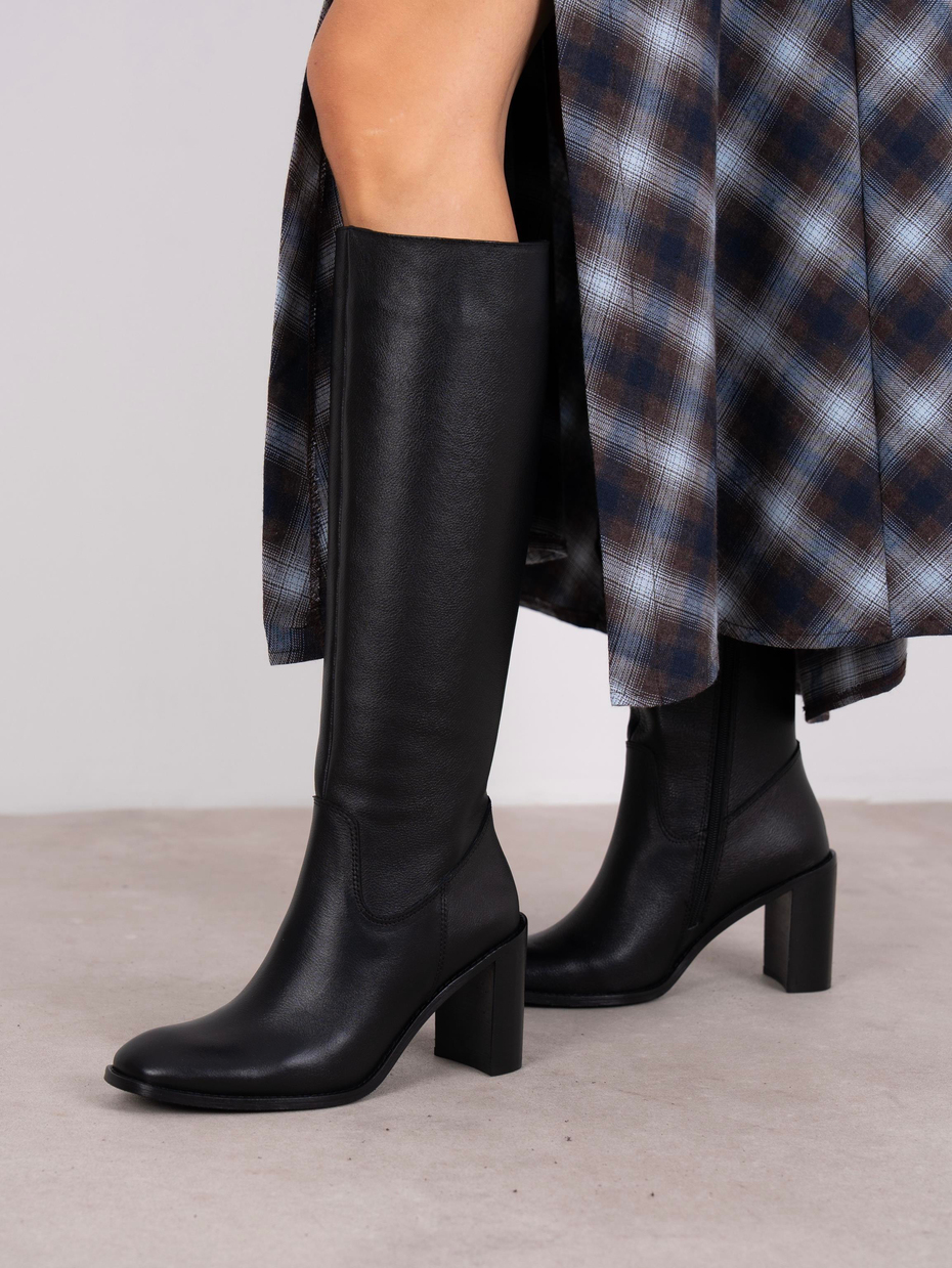 Zandra Siyah Hakiki Deri Kadın Çizme