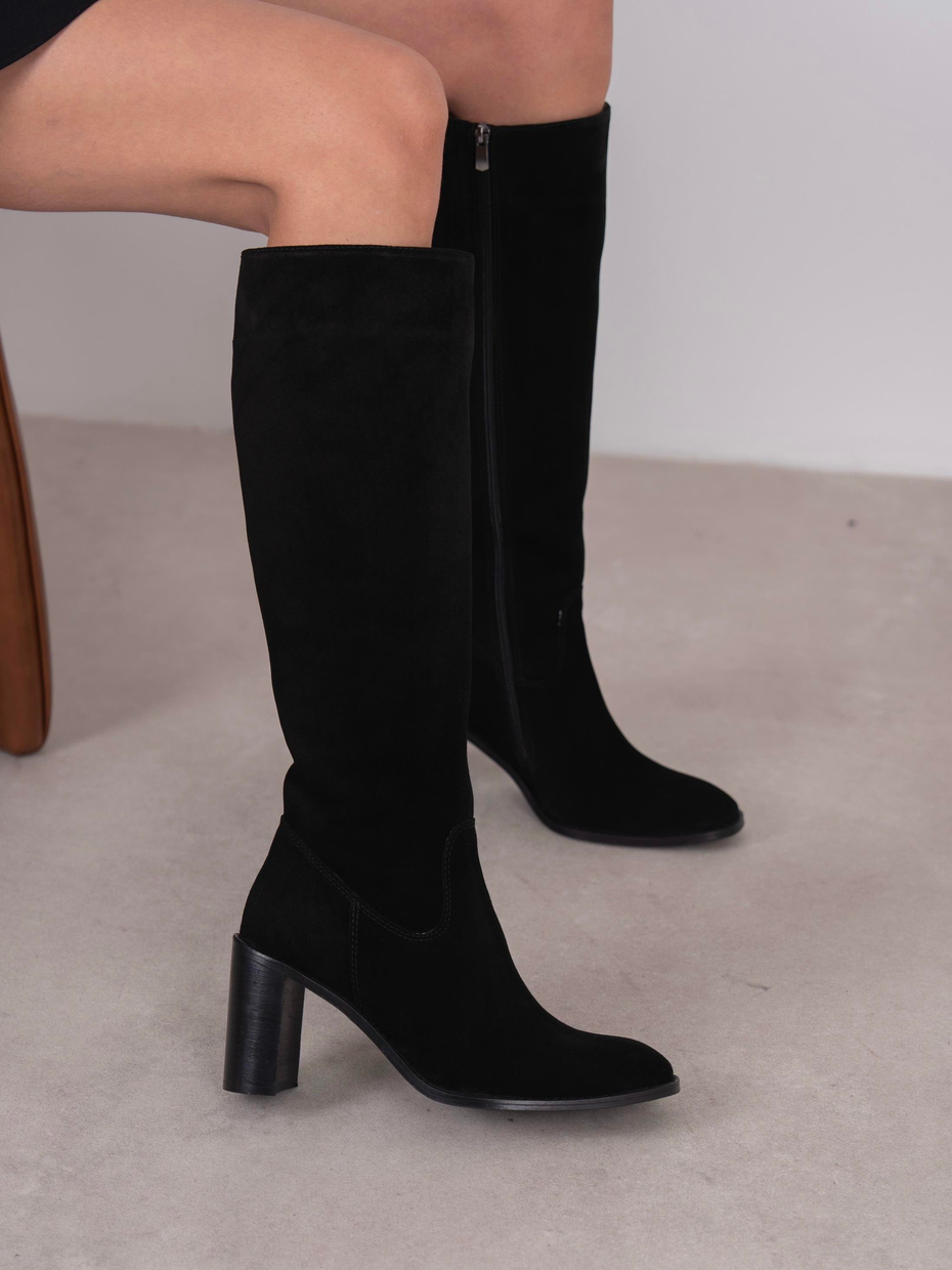 Zandra Siyah Süet Hakiki Deri Kadın Çizme
