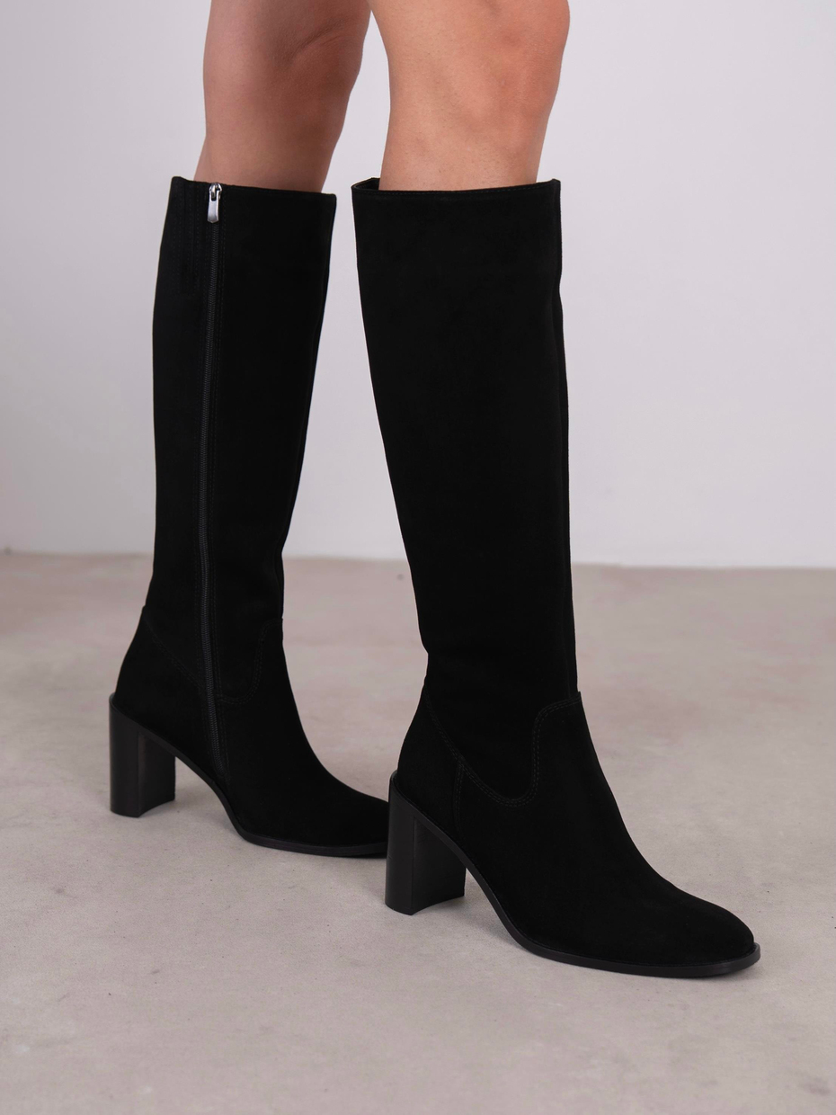 Zandra Siyah Süet Hakiki Deri Kadın Çizme