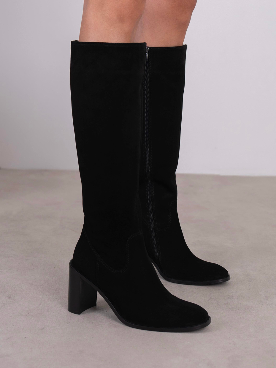 Zandra Siyah Süet Hakiki Deri Kadın Çizme