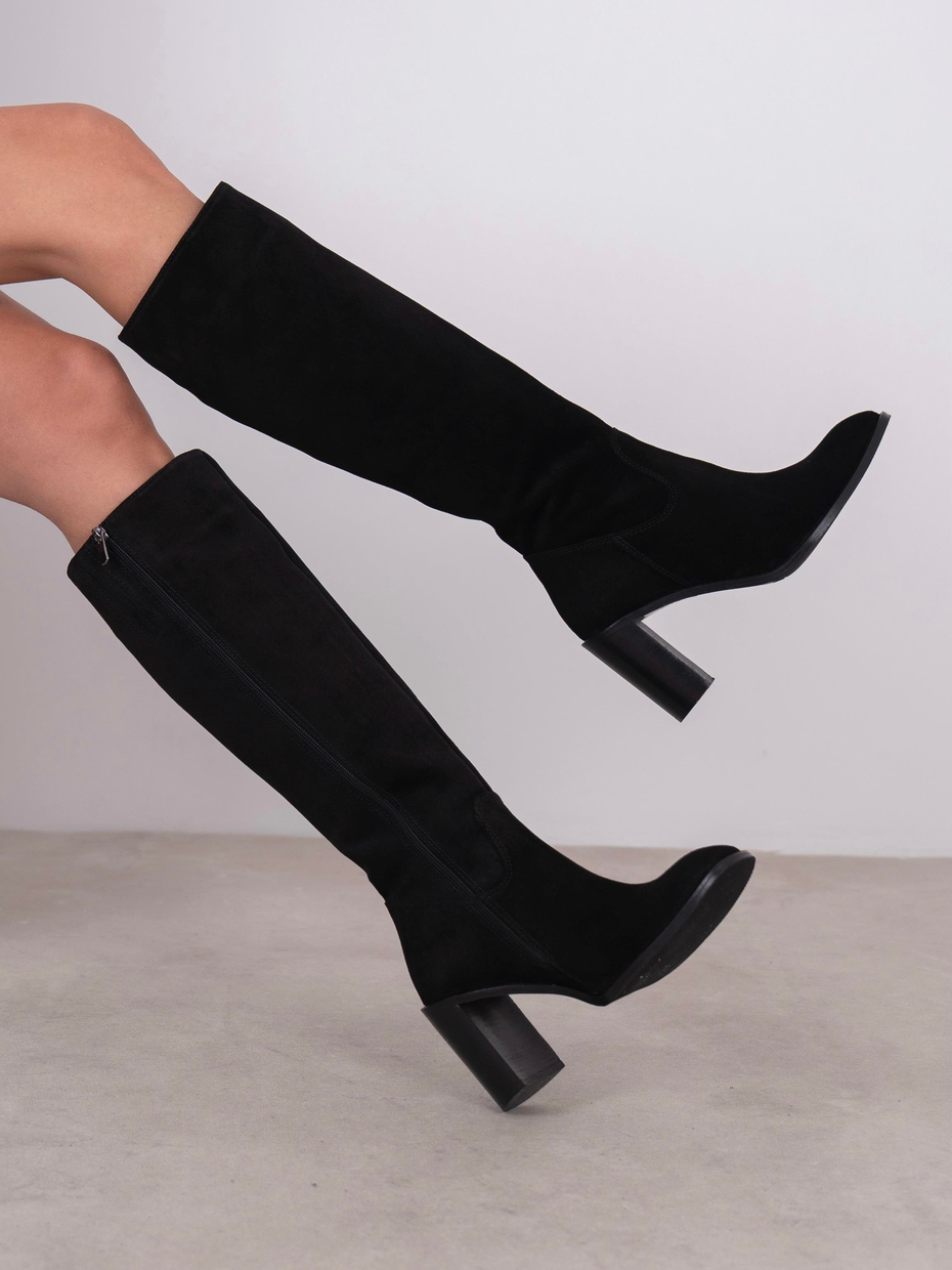 Zandra Siyah Süet Hakiki Deri Kadın Çizme