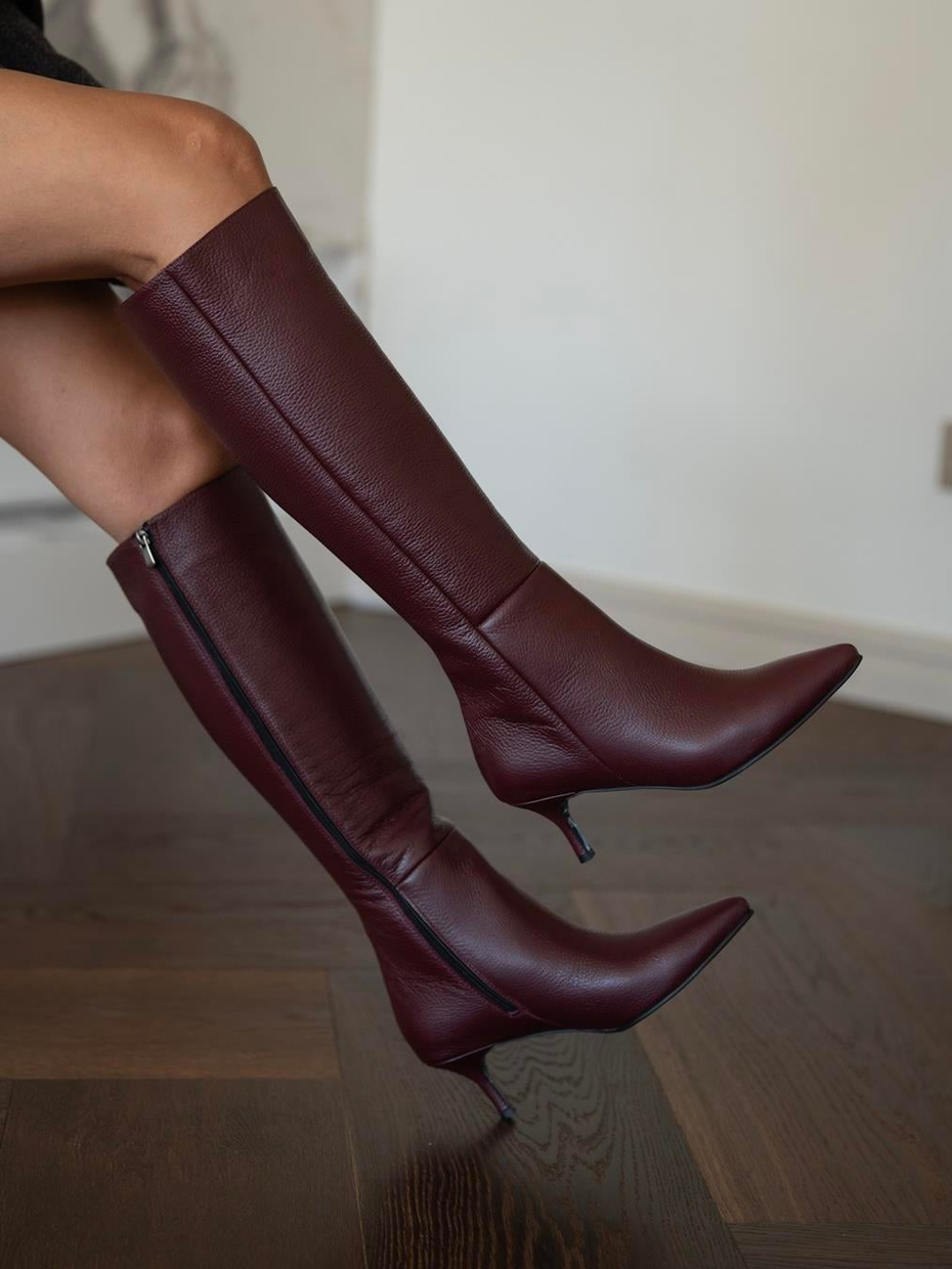 Zanka Bordo Hakiki Deri  Çizme