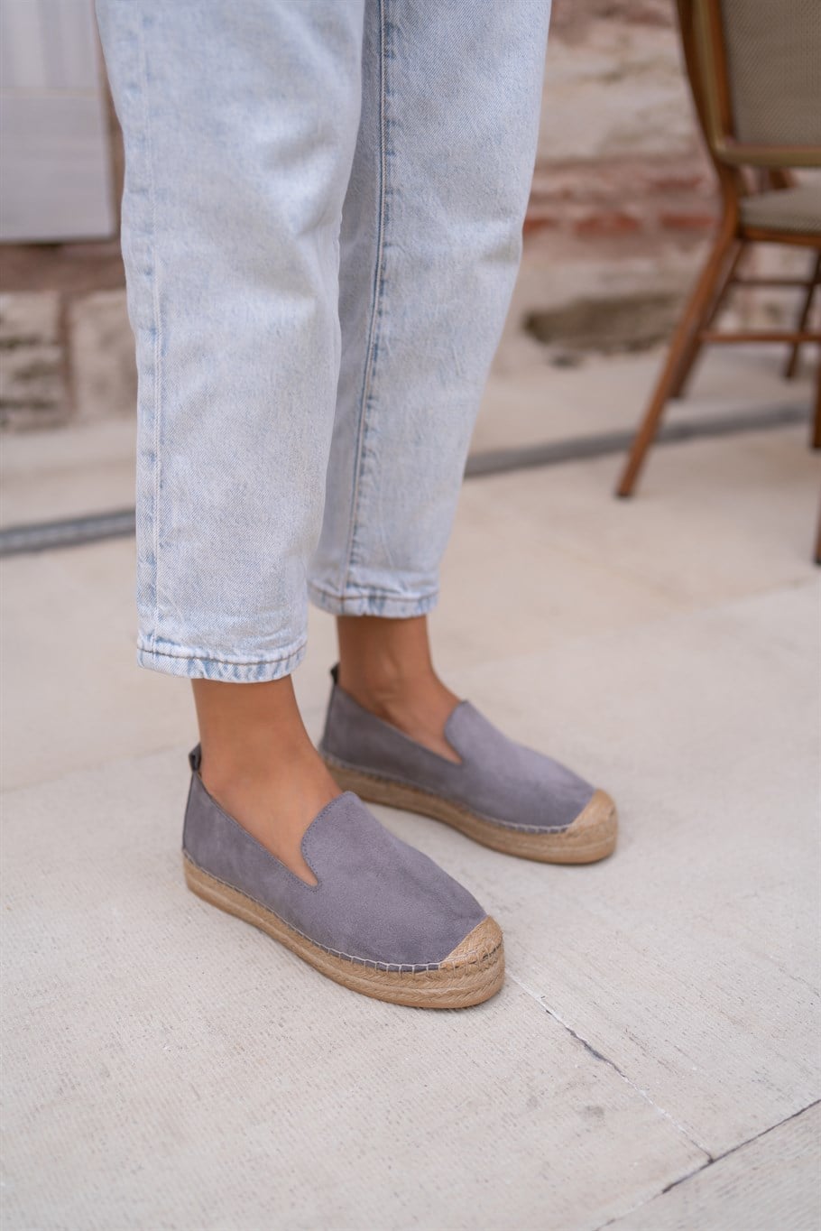Zavi Gri Süet   Espadril