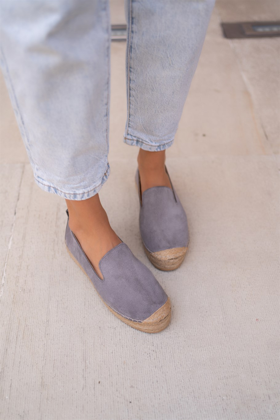 Zavi Gri Süet   Espadril