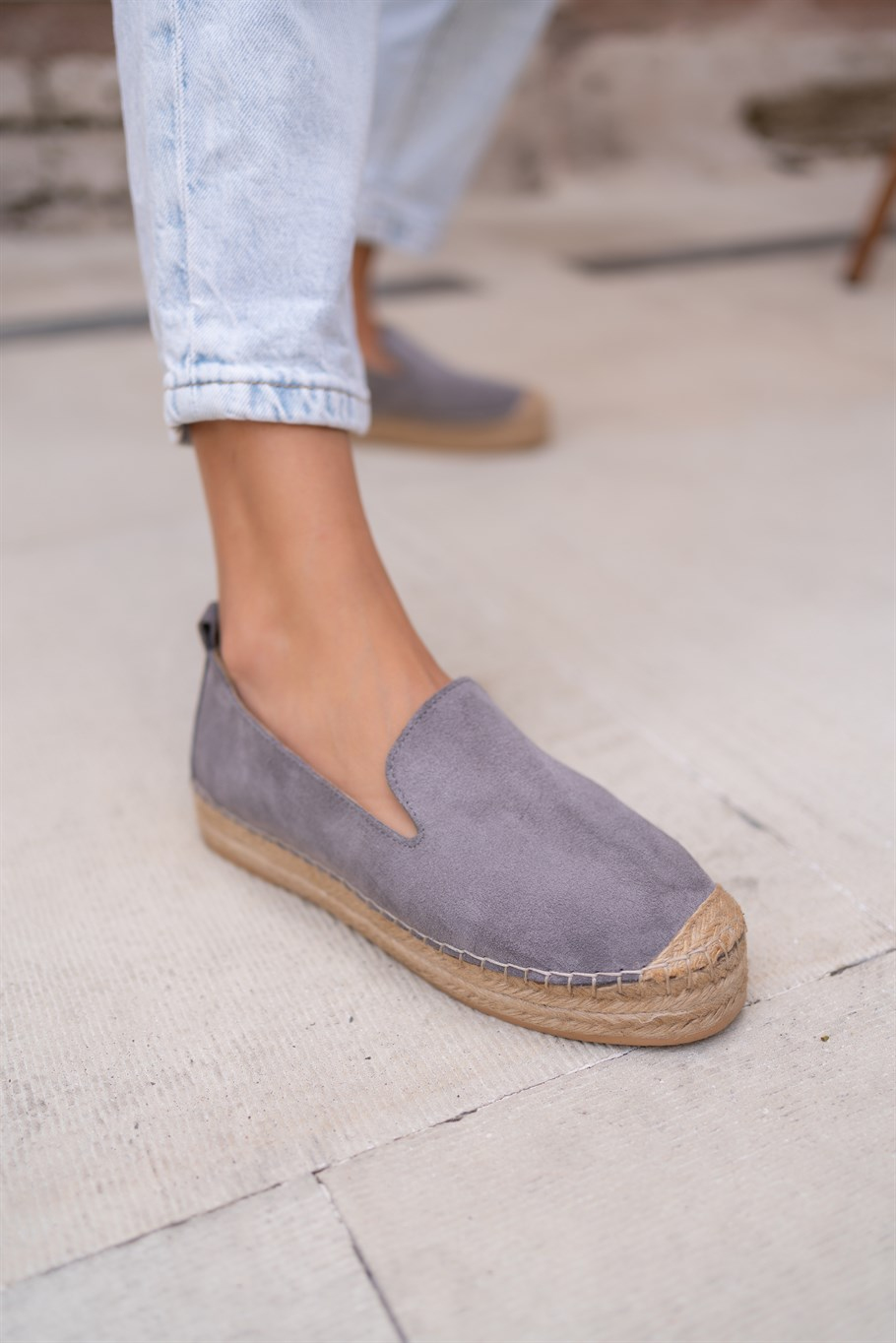 Zavi Gri Süet   Espadril