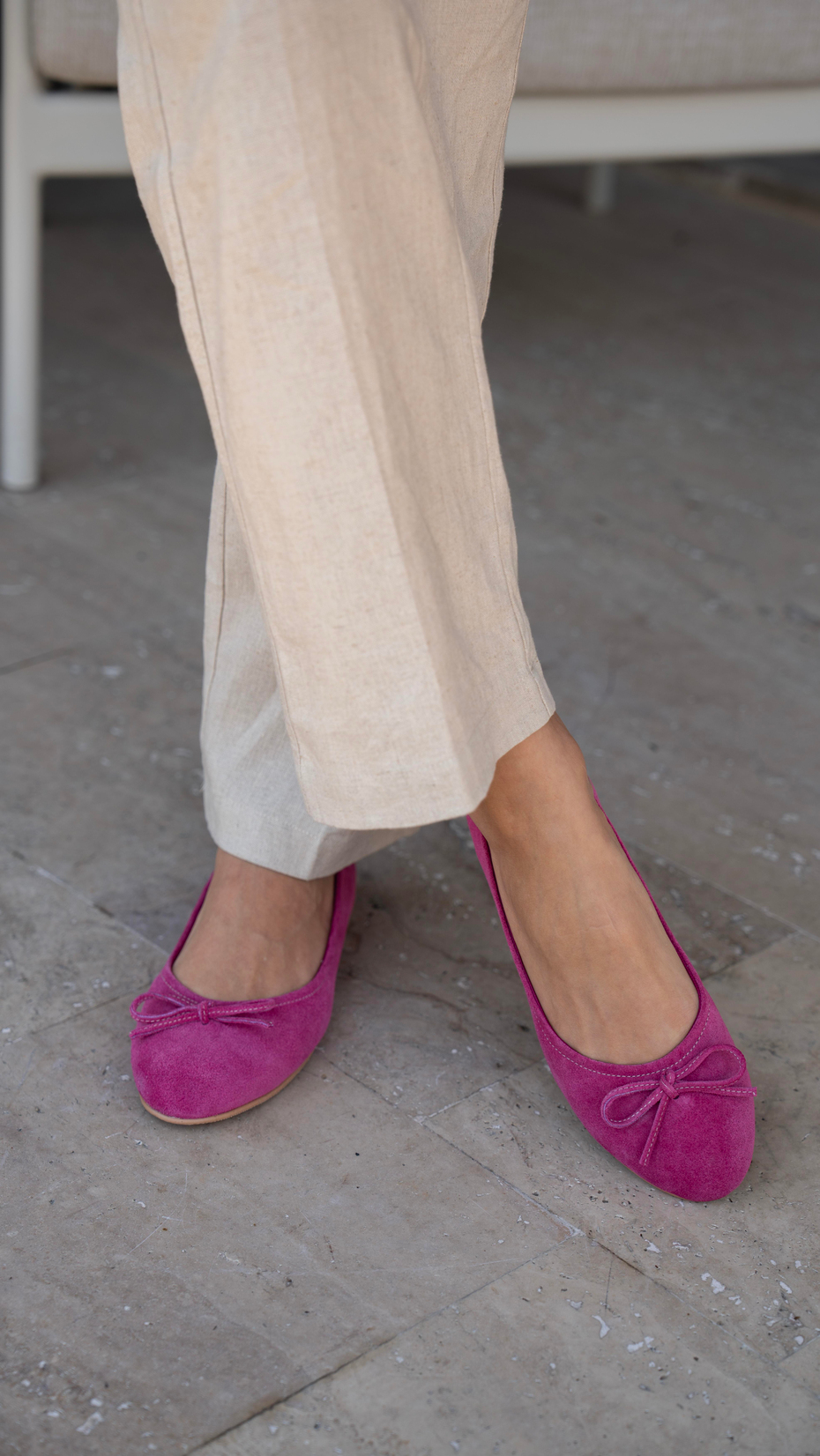 Zerbi Fuşya Süet   Hakiki Deri   Babet