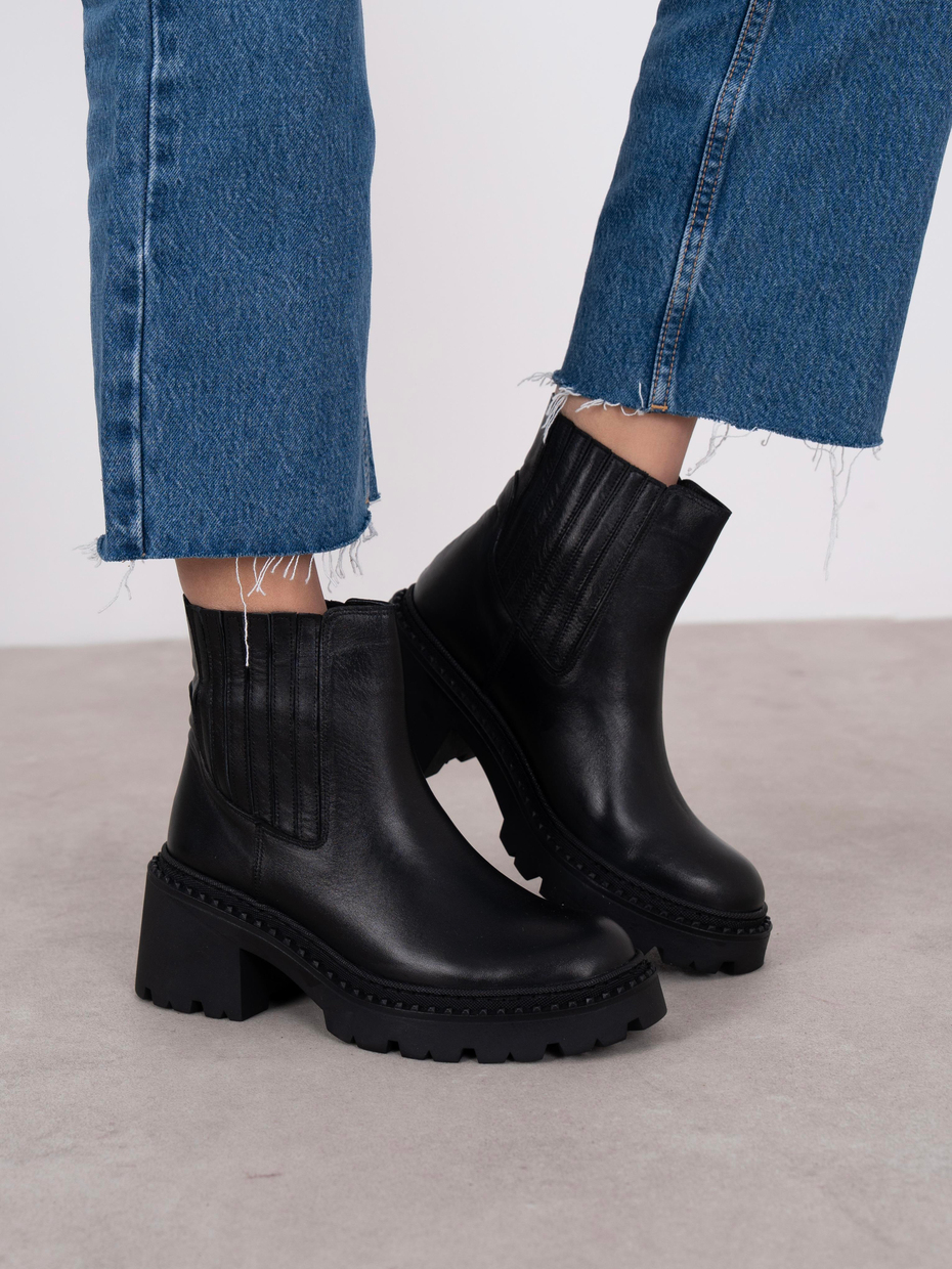 Zeyna Siyah Hakiki Deri  Bot