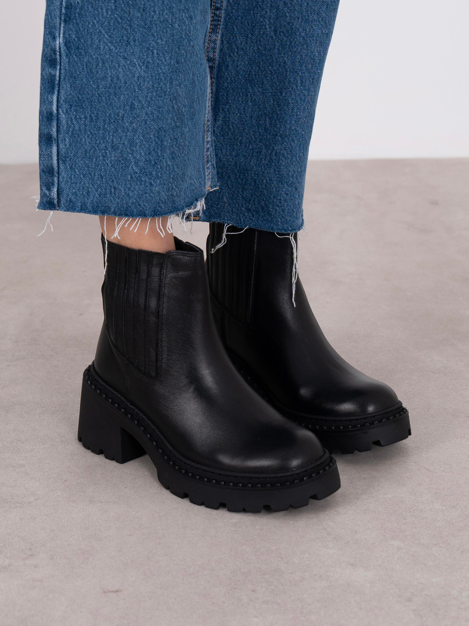 Zeyna Siyah Hakiki Deri  Bot