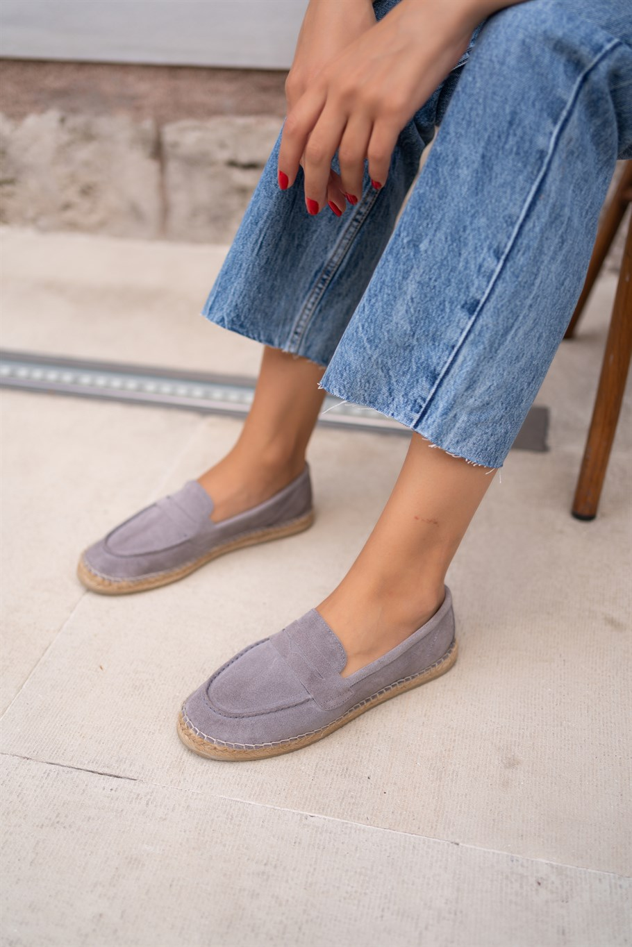 Zily Gri Süet   Espadril