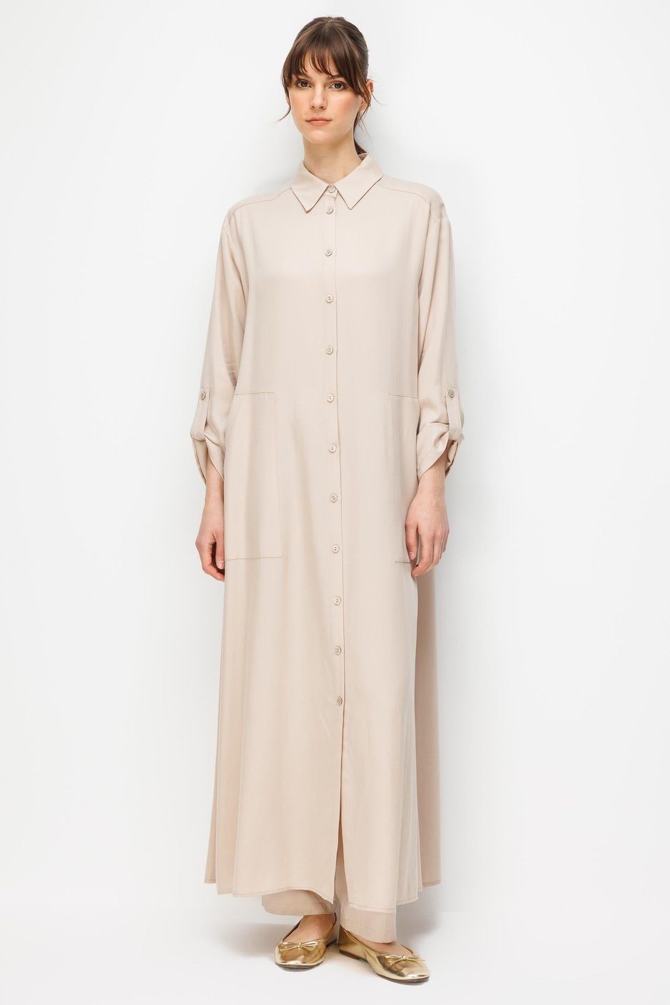 100% Təbii LyoCELL Maxi Draped Yumşaq Parça Zamansız İdman Abaya Daşı