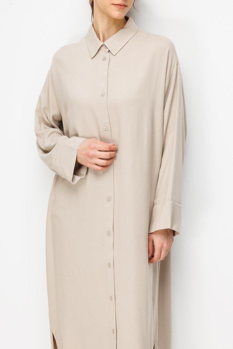 80% Natural Viscose Maxi Draped Soft Fabric Timeless Tunic Cap-Stone