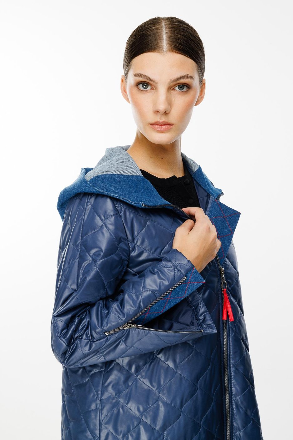 Denim Rouge Kapitone Dolgulu Garni Femuarlı Baharlık Trench Kaban-Laci