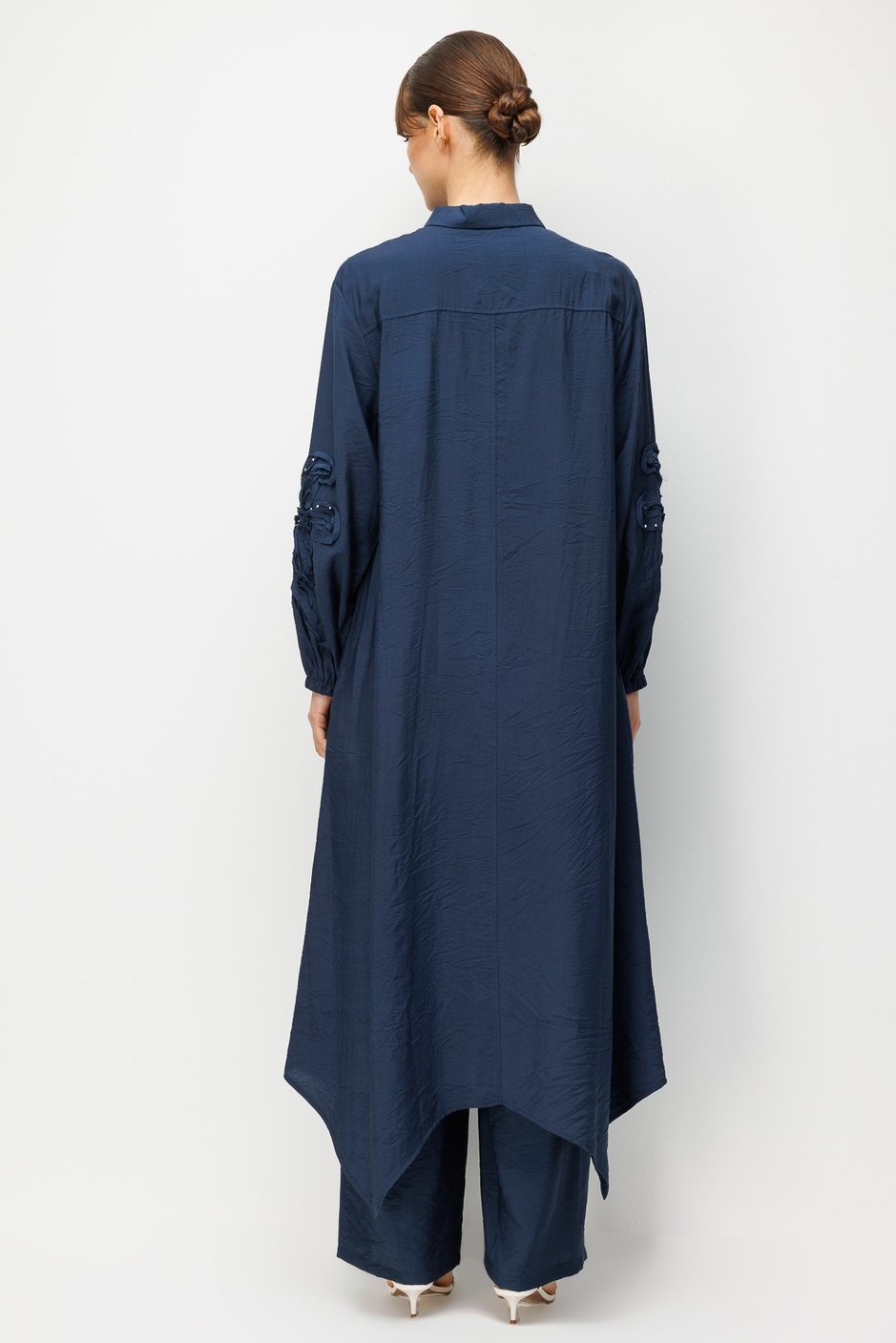 Goldy %85 LyoCELL Soft Kumaştan Kol El İşi İşleme Detaylı Zamansız Maxi Tunik Kap-Laci