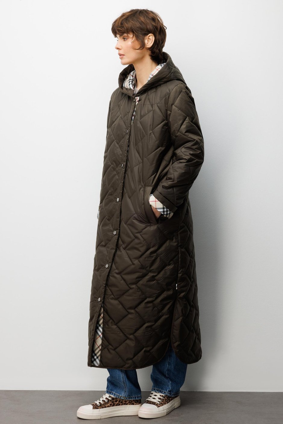 Soft Fiber Filled, Specially Detailed, Lined, Timeless Coat Plus-Khaki