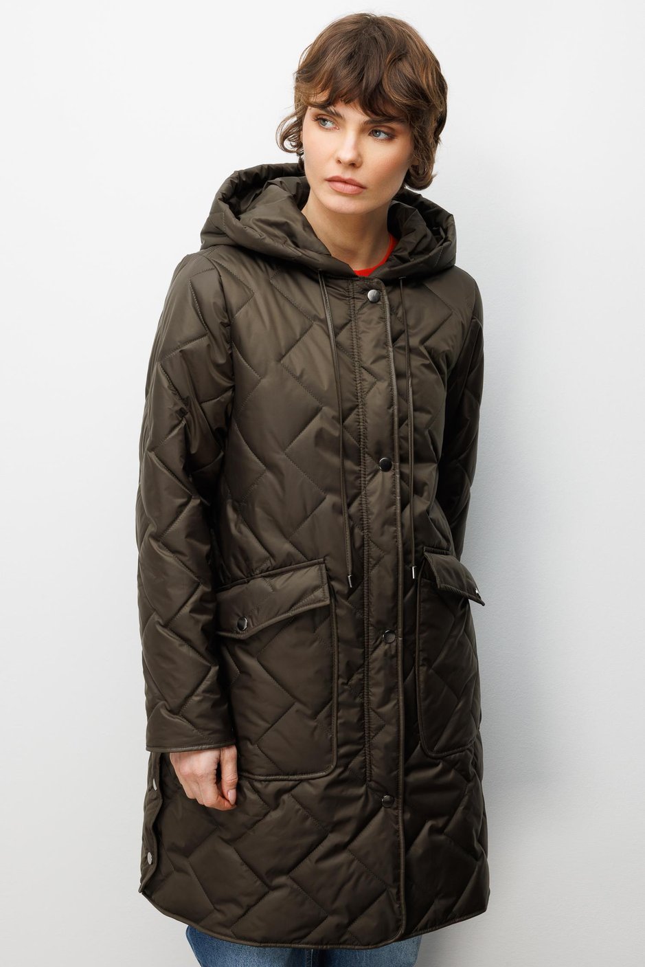 Soft Fiber Filled, Specially Detailed, Lined, Timeless Coat Plus-Khaki