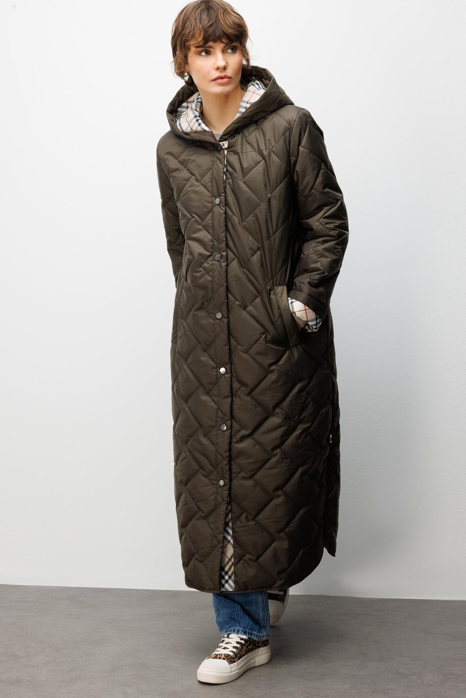 Soft Fiber Filled, Specially Detailed, Lined, Timeless Coat Plus-Khaki