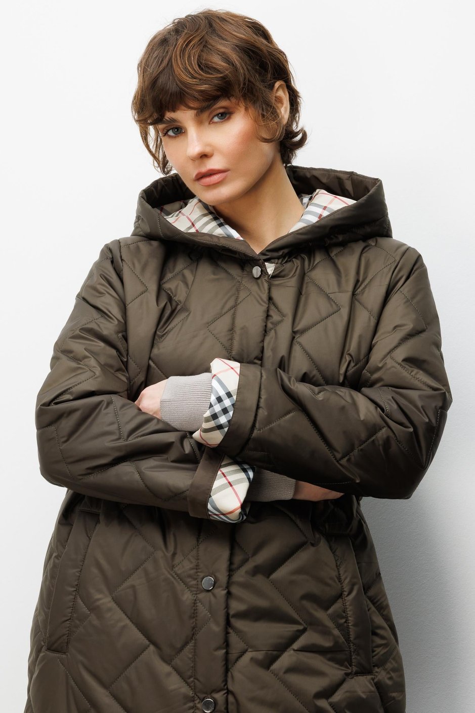 Soft Fiber Filled, Specially Detailed, Lined, Timeless Coat Plus-Khaki