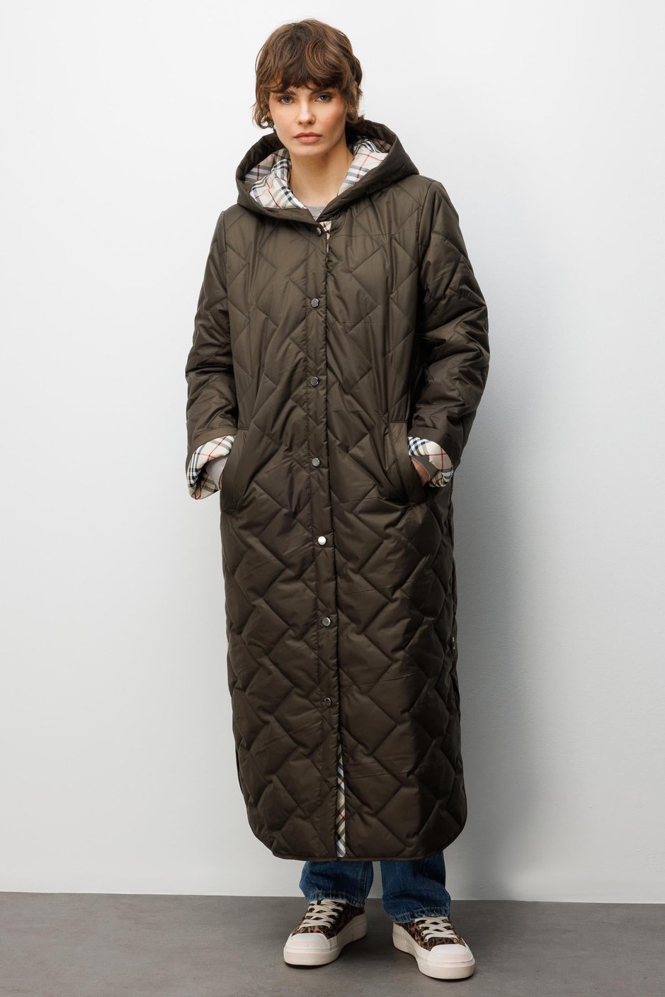 Soft Fiber Filled, Specially Detailed, Lined, Timeless Coat Plus-Khaki
