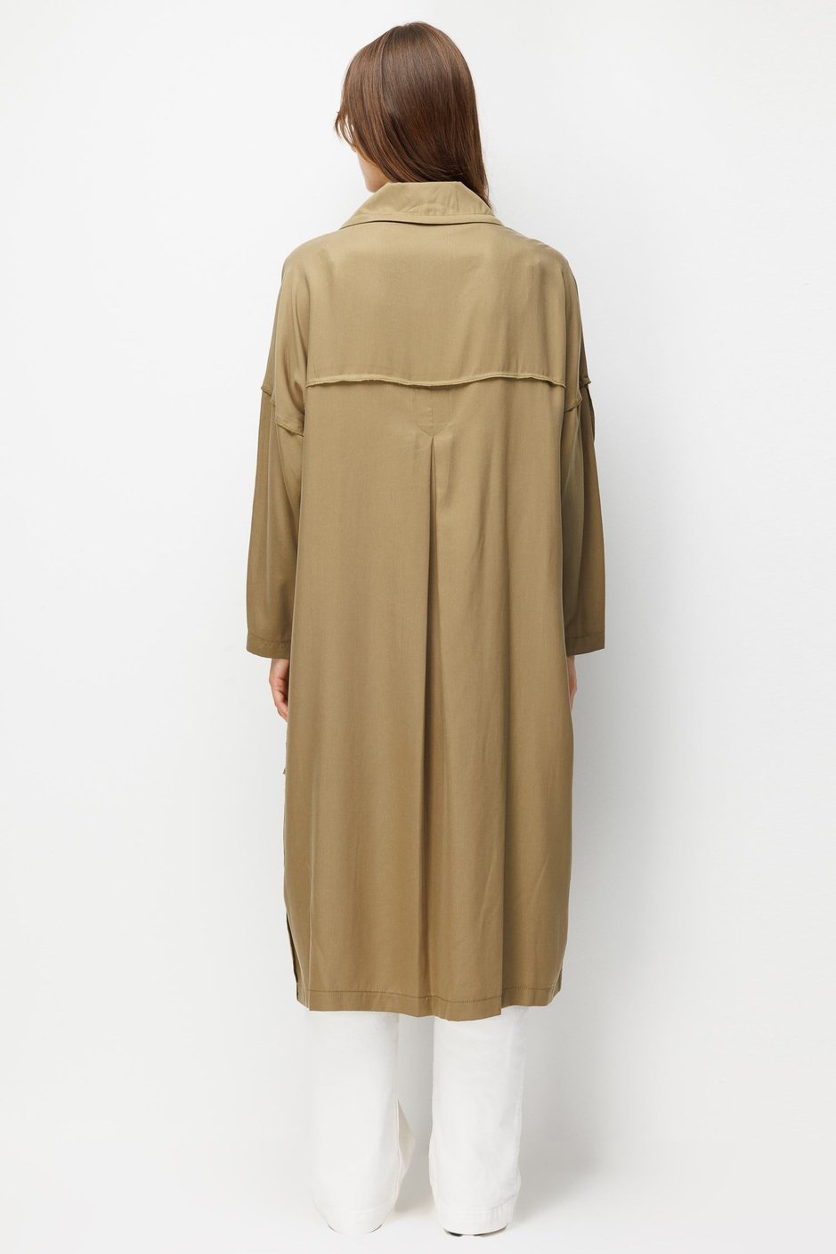 100% Natural LyoCELL Maxi Draped Soft Fabric Timeless Abaya with Special Stitching Details - Khaki