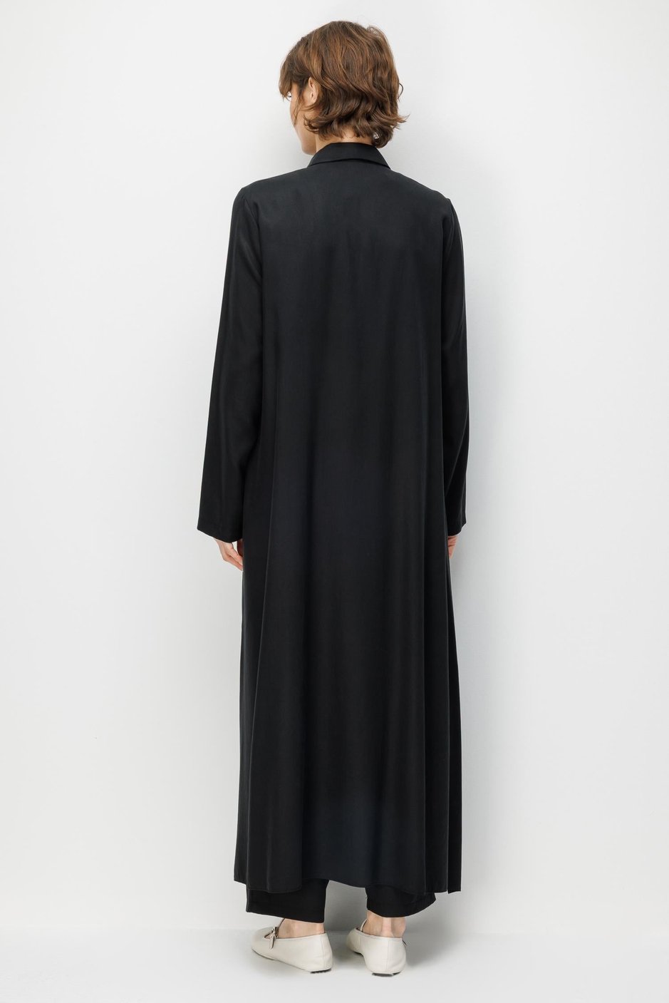 %100 Doğal LyoCELL Maxi Dökümlü Soft Kumaş Elişi Flora İşleme Detaylı Maxi Tunik Ferace-Siyah