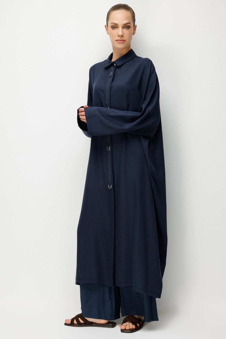%100 LyoCell Özel Detay Garnili Maxi Tunik Kap-Laci