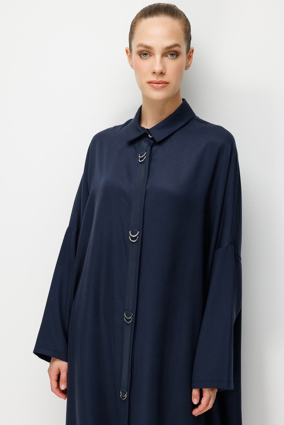 %100 LyoCell Özel Detay Garnili Maxi Tunik Kap-Laci