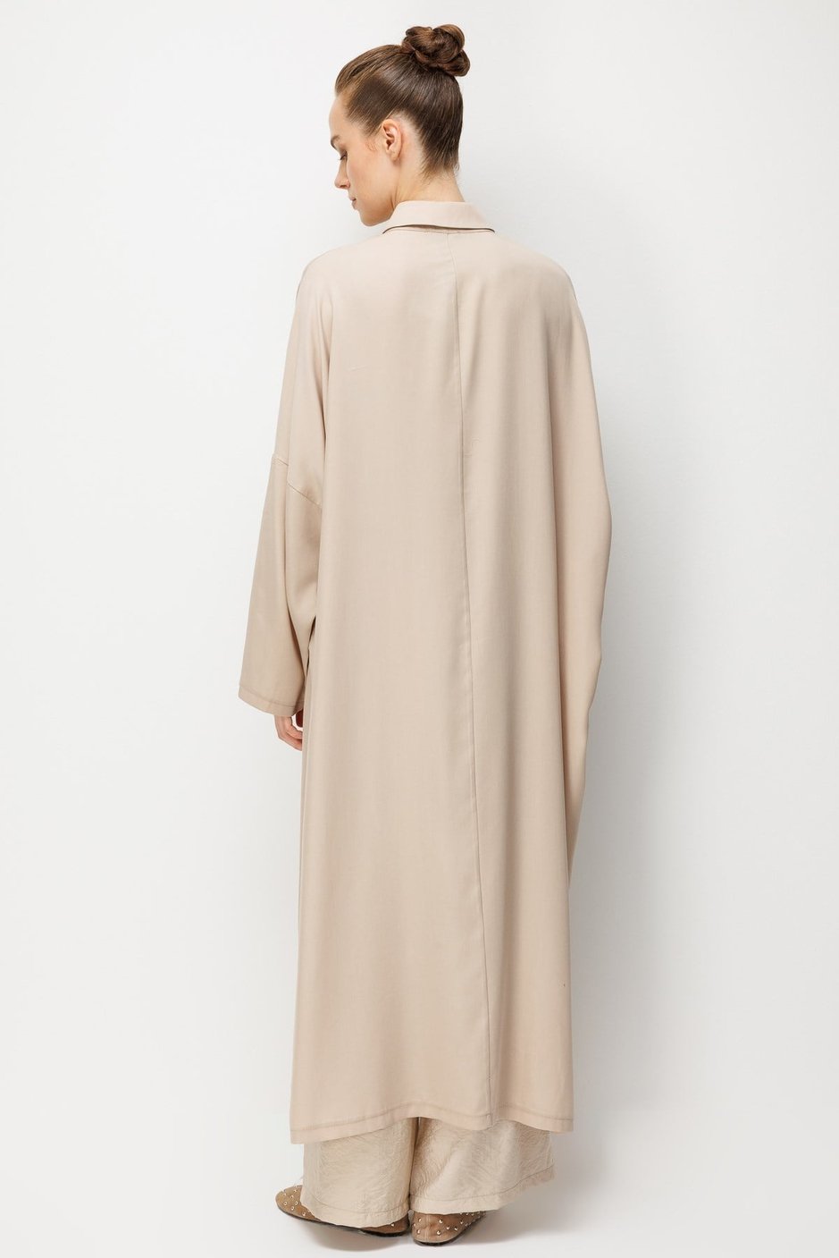 %100 LyoCell Özel Detay Garnili Maxi Tunik Kap-Taş